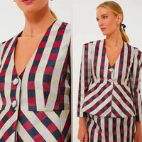 Tuckernuck NEW Bordeaux Check Jacquard Zoey Top Jacket Size L