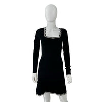 Moon River NEW Black Scalloped Edge Long Sleeve Formal Mini Dress Size M