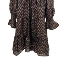 Pomander Place NEW Metallic Ikat Kenzo Long Sleeve Relaxed Fit Mini Dress Size L