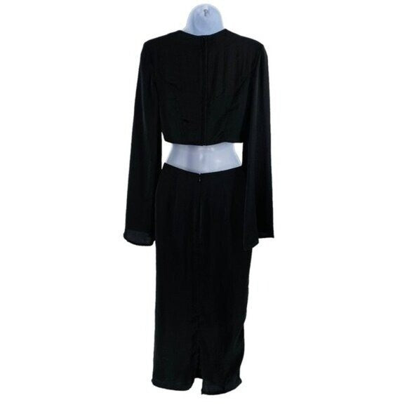 Petal & Pup NEW Sienna Satin Formal Black Midi Dress Matching Set Size S