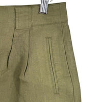 Tuckernuck NEW Army Green Safari Linen High Waist Pleated Shorts Size M
