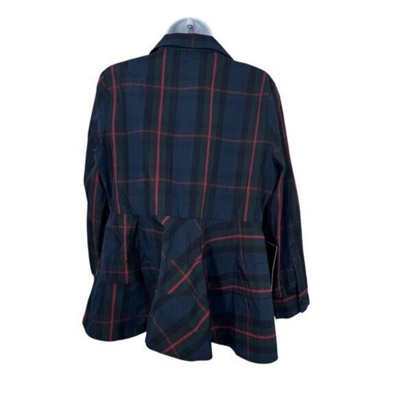 Pomander Place NEW Fraser Navy Plaid Ashlen Long Sleeve Blouse Top Size XS