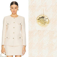 Anine Bing NEW Janet Tweed Houndstooth Pink Ivory Blazer Jacket Size XS