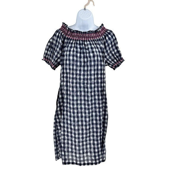 Tuckernuck NEW Tnuck Beach Embroidered Blue Check Gingham Toulon Coverup Size L