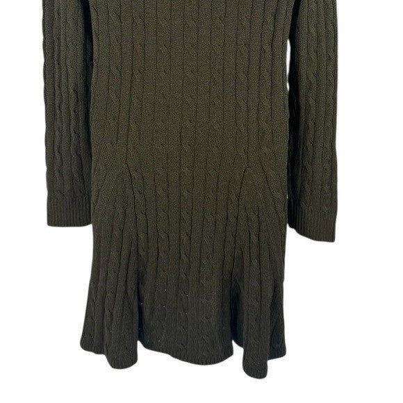 Polo Ralph Lauren NEW Green Cable Knit Long Sleeve Knee Length Casual Dress XL