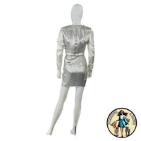 Redemption for FWRD Long Sleeve Metallic Deep V Party Dress in Silver Size XS