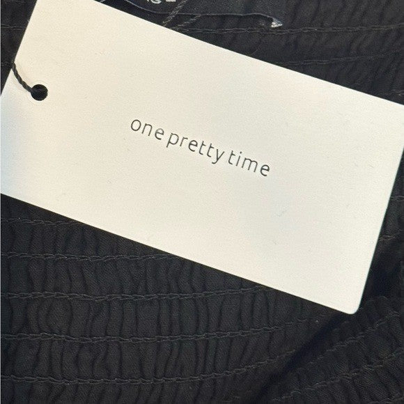 O.P.T. NEW Black Wednesday Cotton Eyelet Puff Sleeve Midi Dress Size XS