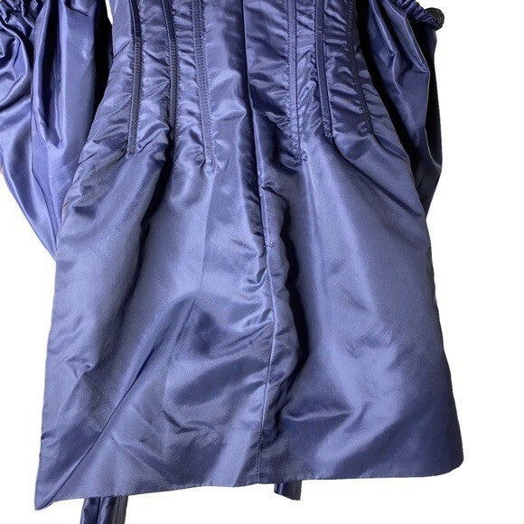 LaQuan Smith Off the Shoulder Formal Puff Sleeve Mini Dress in Navy Size S NEW