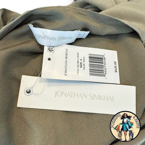 Jonathan Simkhai Bryanna Green Military Long Sleeve Formal Midi Dress Size 4