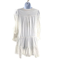 Pomander Place | NEW White Swiss Dot Kenzo Long Sleeve V-Neck Mini Dress Size S