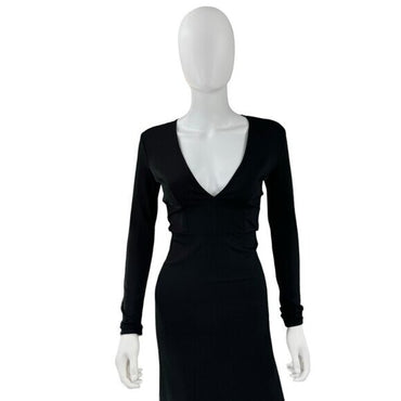Staud NEW Black Ink Long Sleeve Bodycon Jersey Knit Stretch Maxi Dress Size XS