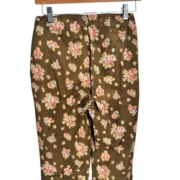 Tuckernuck NEW Brown Hazel Bouquet Corduroy Ashford Straight Leg Pant Size M