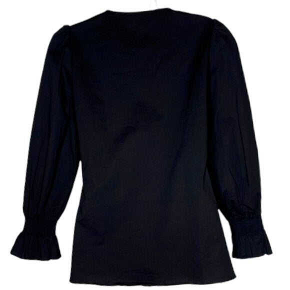 Pomander Place | NEW Easton Swing V Neck Long Sleeve Blouse in Black Size XS