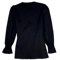 Pomander Place | NEW Easton Swing V Neck Long Sleeve Blouse in Black Size XS