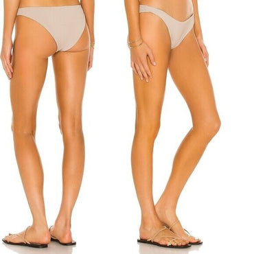 BEACH RIOT X REVOLVE NEW Island Ribbed Low Rise Bikini Bottom in Tan Size L