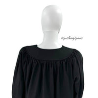 Pomander Place | NEW Black Koa Long Sleeve Notched Neckline Blouse Size Small