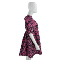 Elsamama NEW Pink Bimpe Abstract Cotton Tiered Relaxed Fit Mini Dress Size M