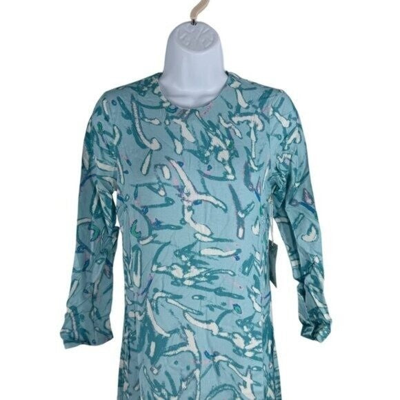 Hyacinth House NEW Blue Abstract Print Long Sleeve Hattie Midi Dress Size XS
