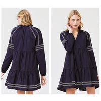 BB Dakota | NEW Fun with Tiers Navy Bohemian Shirt Dress Size S