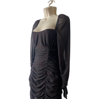 NEW DUNDAS X REVOLVE Stardust Rhinestone Black Semi Sheer Maxi Dress Size S