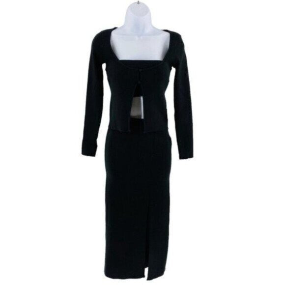 Petal and Pup NEW Luna 3 Piece Knitted Set Black Sweater Midi Dress Size L