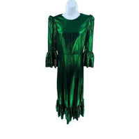 Pomander Place | NEW Emerald Crinkle Lurex Lillith Maxi Dress Size S