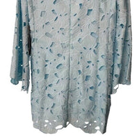 Tuckernuck NEW Aqua Floral Lace Camilla Long Flared Sleeve Mini Dress Size L