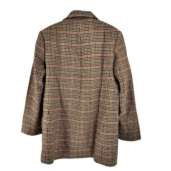 Tuckernuck NEW Brown Houndstooth Kensington Winter Wool Pea Coat Size XL