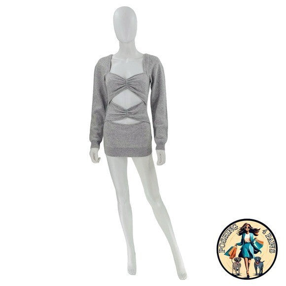 Christopher Esber Wool Cashmere Cut Out Multipanel Tunic Sweater in Grey Size M