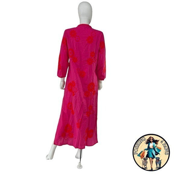 Nimo with Love NEW Pink and Orange Embroidered Sapphire Long Kaftan Size M