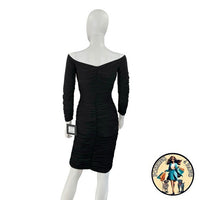 Norma Kamali Off Shoulder Slinky Jersey Stretch Bodycon Dress in Black Size S