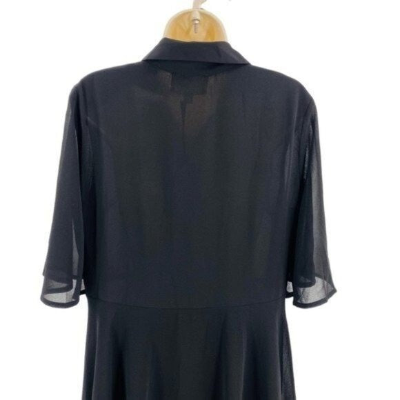 Pomander Place | NEW Black Maeve Classic Collared Shirt Maxi Dress Size Small