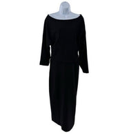 Tuckernuck NEW Black Esta Formal Long Sleeve Asymmetrical Midi Dress Size 6