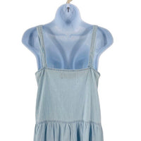 Pomander Place Lola Chambray Blue Sleeveless Tiered Casual Maxi Dress Size S