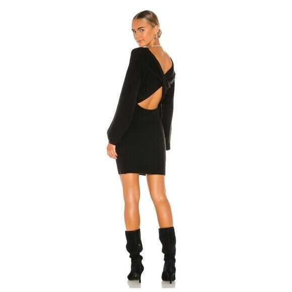 Majorelle | NEW Neva Ribbed Back Cut-Out Mini Dress in Black Size S