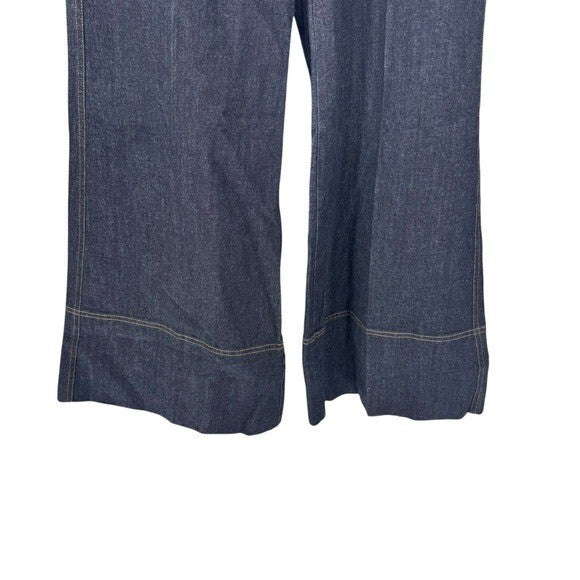 Tuckernuck x India Hicks NEW Dark Denim Palladium Wide Flare Leg Jeans Size 4