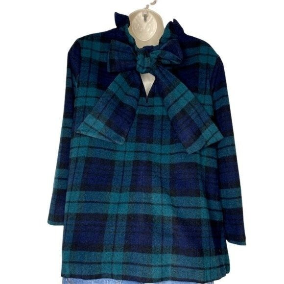 Tuckernuck | NEW Blackwatch Plaid Schoolgirl Bow Wool Faye Blouse Size XS