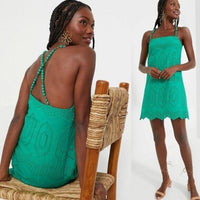 Hyacinth House NEW Green Eyelet Beaded Strap Mini Ibiza Cocktail Dress Size XXL