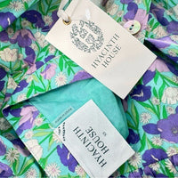 Hyacinth House NEW Aqua Bellflower Multi Floral Long Sleeve Maxi Dress Size XS