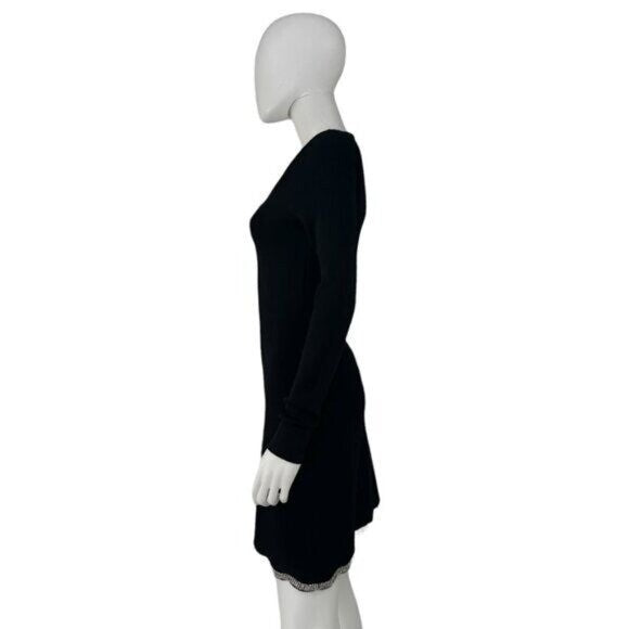 Moon River NEW Black Scalloped Edge Long Sleeve Formal Mini Dress Size M