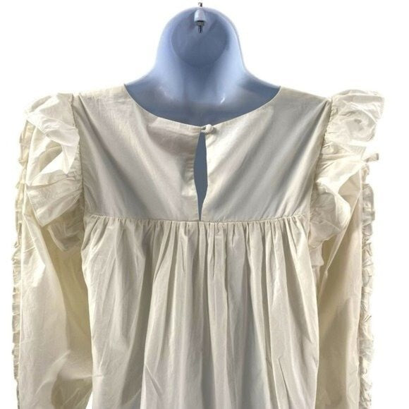 Cleobella | NEW Ivory Anabelle Ruffled Shoulders Mini Dress Size XL