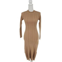 Petal and Pup NEW Milleri Long Sleeve Open Back Ribbed Dress in Camel Tan Size 2