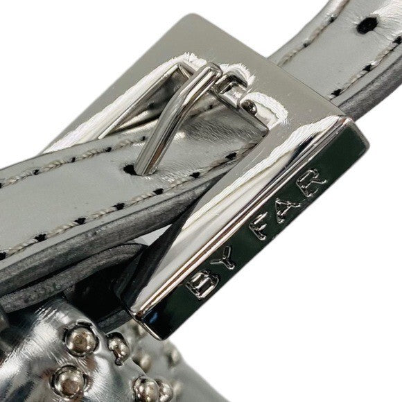 BY FAR Dulce Logo Mini Shoulder Bag in Metallic Silver