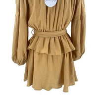 Petal & Pup NEW Callie Off the Shoulder Gauzy Ruffle Mini Dress Yellow Size M