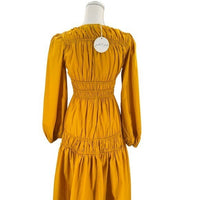 Petal & Pup NEW Dani Long Sleeve Cotton Maxi Dress in Mustard Yellow Size XS