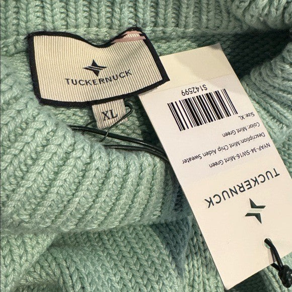 Tuckernuck NEW Mint Chip Aiden Chunky Knit Long Sleeve Crewneck Sweater Size XL