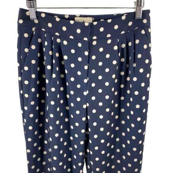 Tuckernuck | NEW Pixie Polka Dot Preppy Pleated Trouser in Navy & White Size XS
