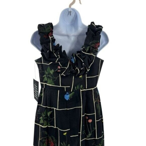 Tuckernuck NEW Black Fresher Buds Suze Floral Patchwork Denim Maxi Dress Size 0
