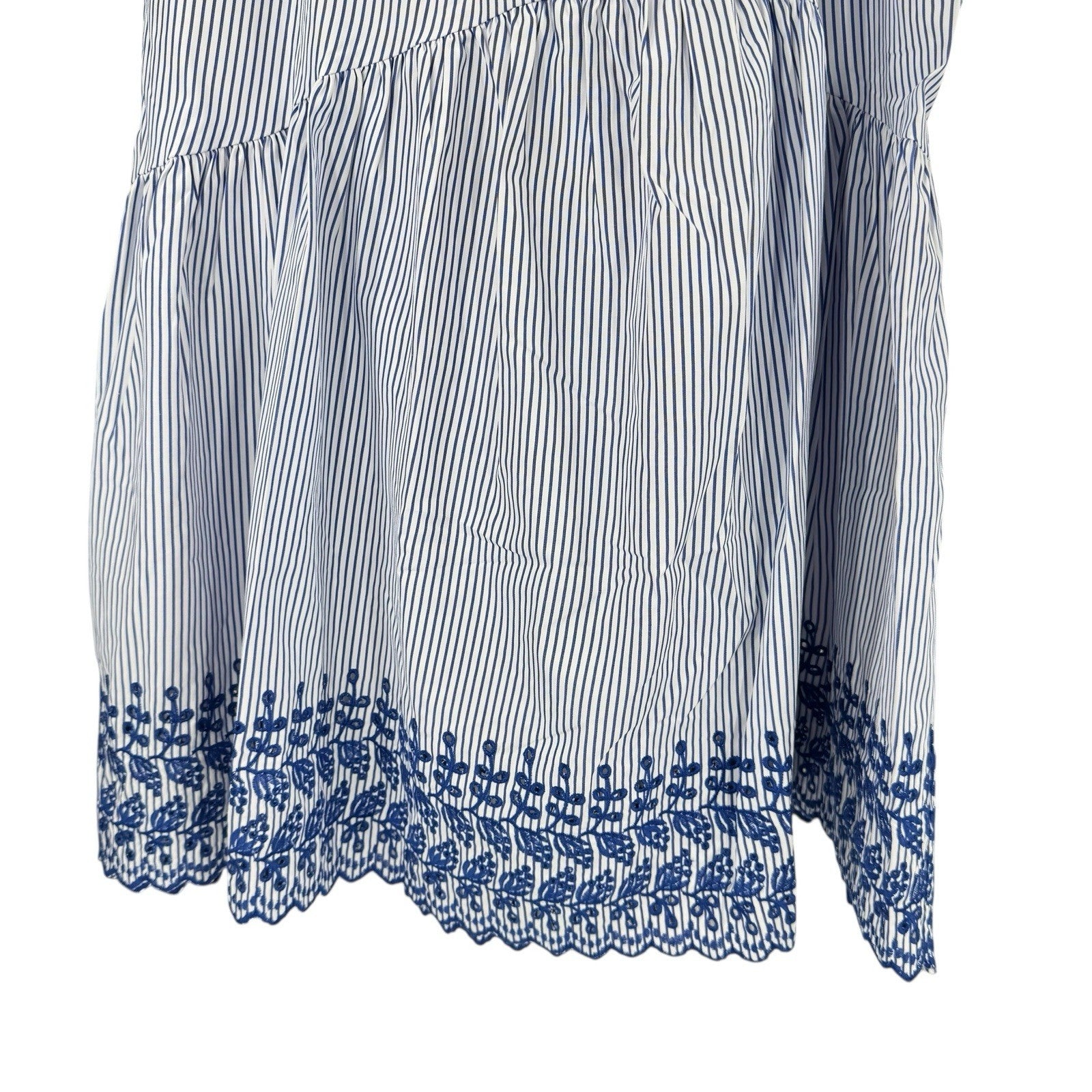 Tuckernuck NEW Blue White Eyelet Stripe Cinza Embroidered Midi Skirt Size XXL