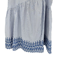 Tuckernuck NEW Blue White Eyelet Stripe Cinza Embroidered Midi Skirt Size XXL